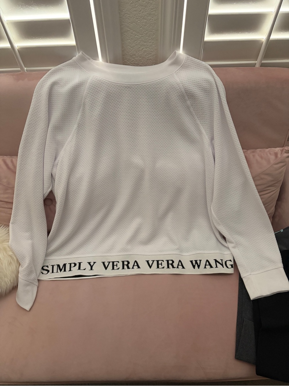 Simply Vera Vera Wang White Text-Trim Pullover Sweatshirt